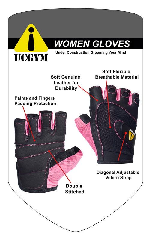 UCGYM WOMEN'S UC PINK WORKOUT GLOVES