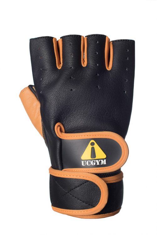 Leather Workout Gloves Power lift by Ucgym with Wrist Wraps