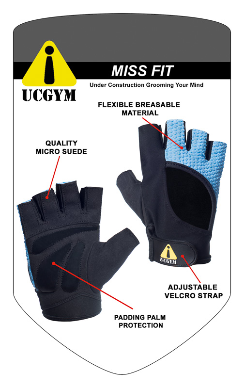 UCgym Miss Fit Blue Workout Gloves for Women