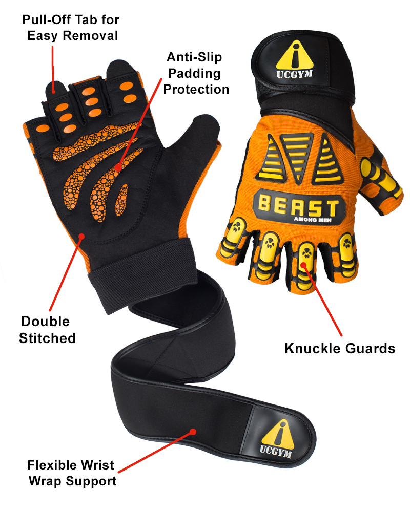 Throwdown Beast Stealth Exercise Fitness Training Gym Gloves (BlackRed, M)