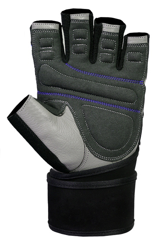 Ucgym leather workout gloves with wrist wraps blue