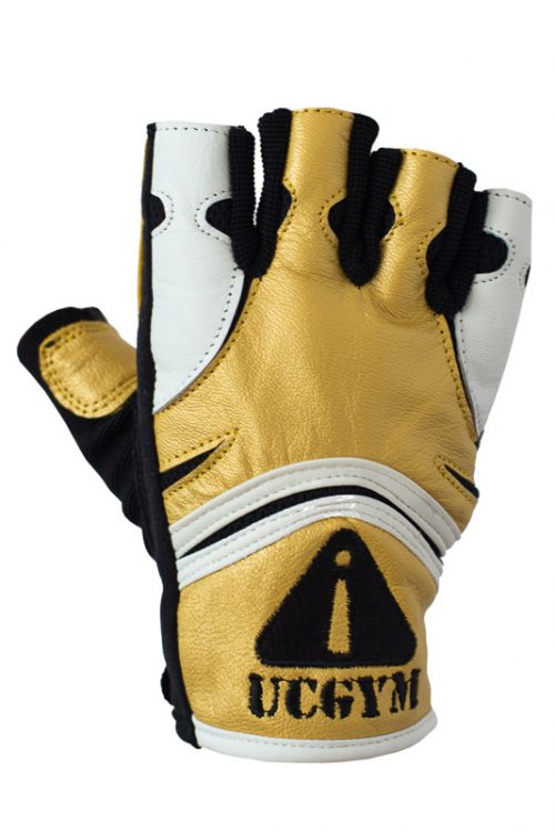 women gold leather workout gloves