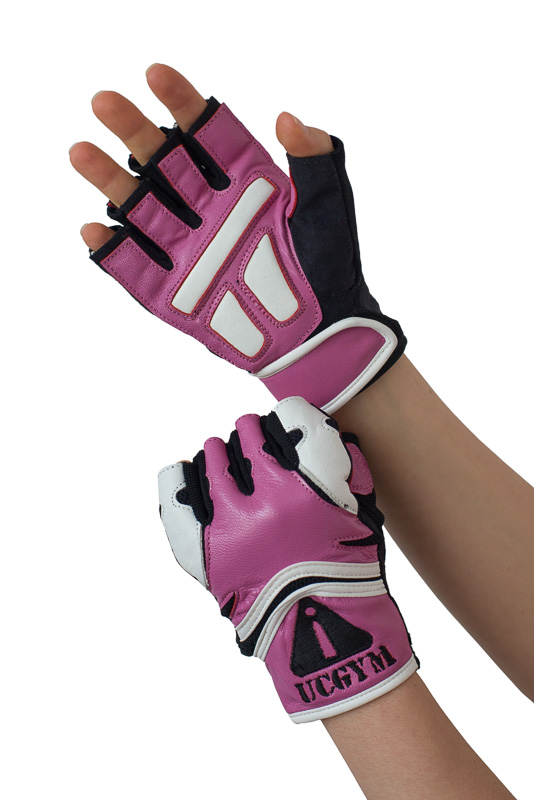 Ucgym women pink leather workout gloves