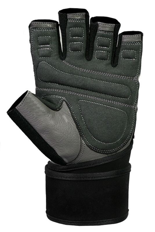 Ucgym grey leather workout gloves with wrist wraps